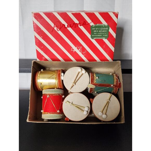 Montgomery Ward Other - Montgomery Ward Set Of 6 Assorted Drum Ornaments - Christmas Tree Vintage 1950s